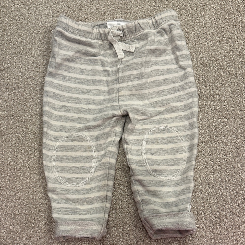 Rosie Pope Gray and White Striped Baby Joggers Size 12 months